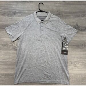 Lululemon Metal Vent Tech Polo Shirt Men's Large Gray Stretch Golf NWT Monogram